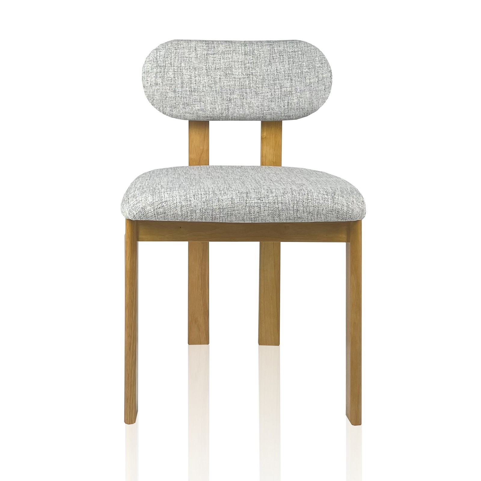 Set 2 Sedie IRIS ROVERE legno massello finitura Rovere tessuto Grigio chiaro H80 L50 P56