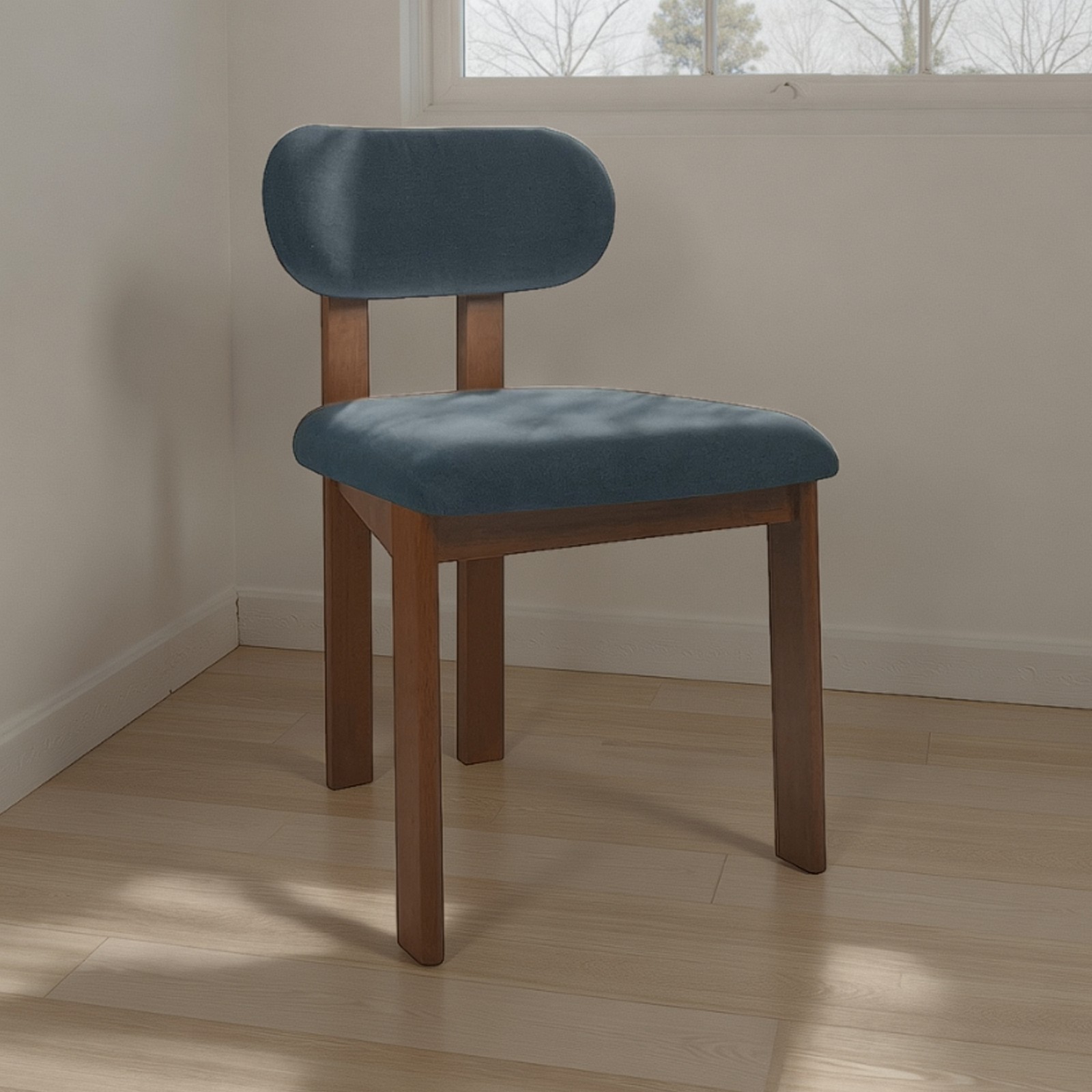 Set 2 Sedie IRIS NOCE legno massello finitura Noce scuro rivestita tessuto Grigio scuro H80 L50 P56