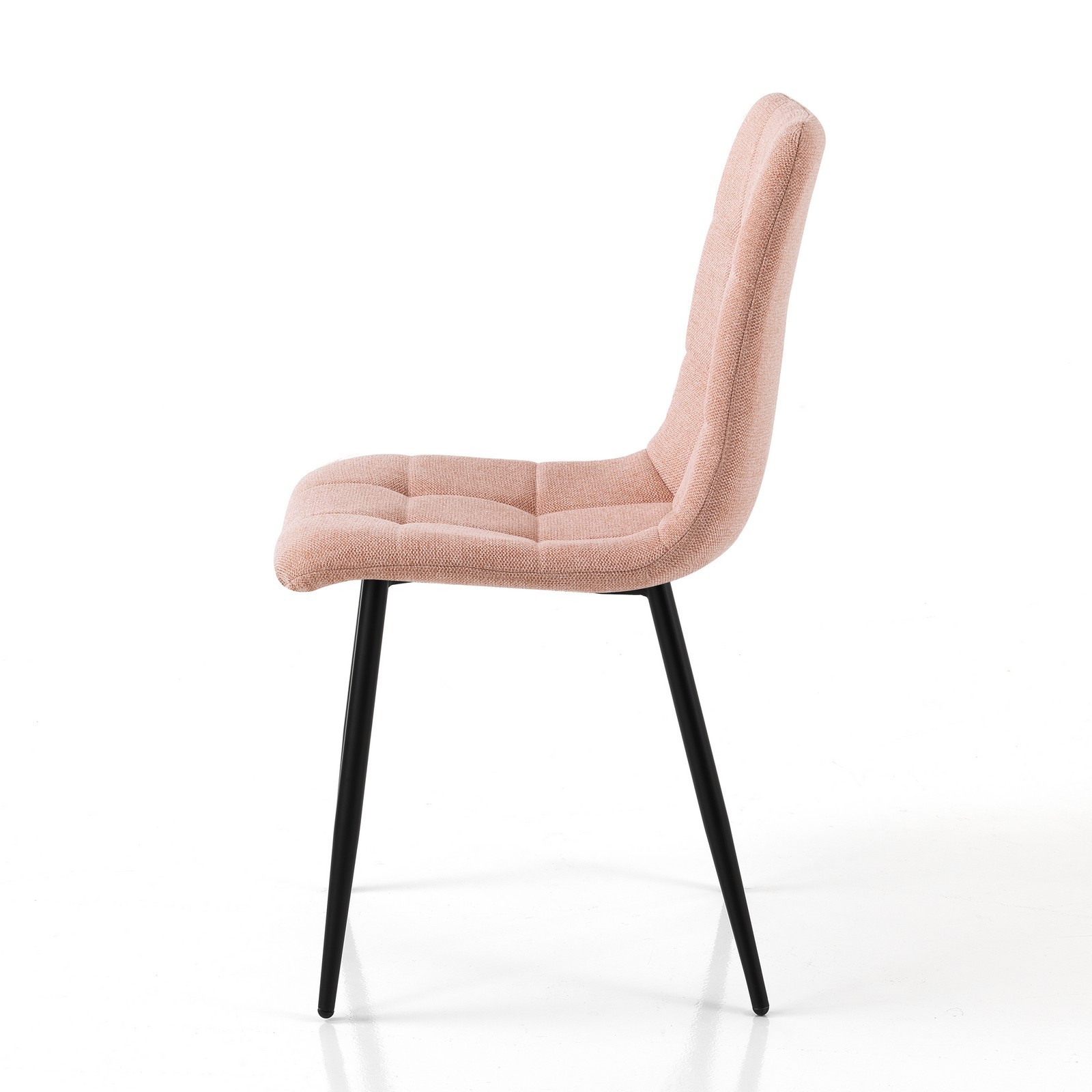 Set 4 Sedie LUCREZIA ROSA tessuto Rosa struttura metallo Nero opaco H85 L42 P53