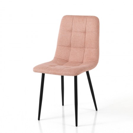 Set 4 Sedie LUCREZIA ROSA tessuto Rosa struttura metallo Nero opaco H85 L42 P53