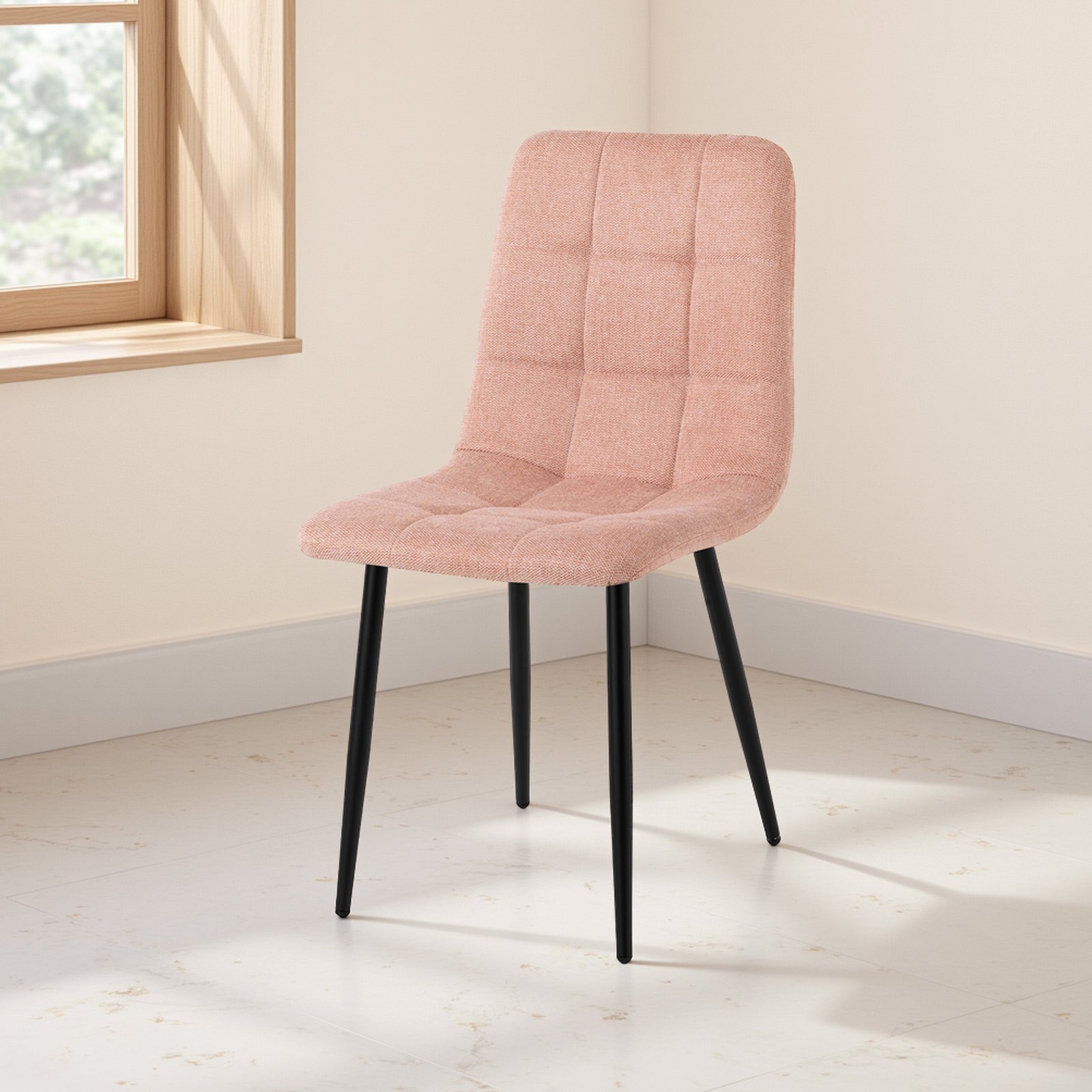 Sedia LUCREZIA ROSA tessuto Rosa struttura metallo Nero opaco H85 L42 P53