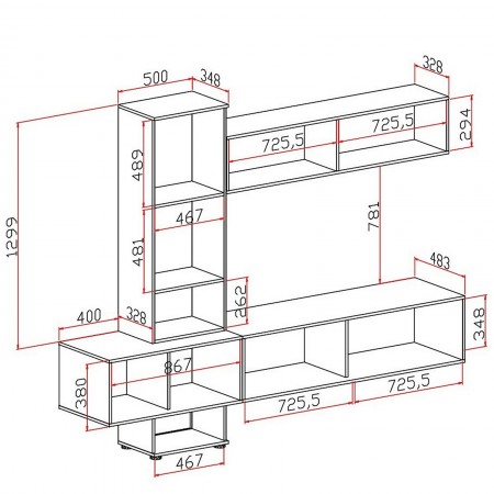 Parete soggiorno TRESSA A finitura Grigio Graphite opaco / Marmo Bianco opaco H196 L240 P50