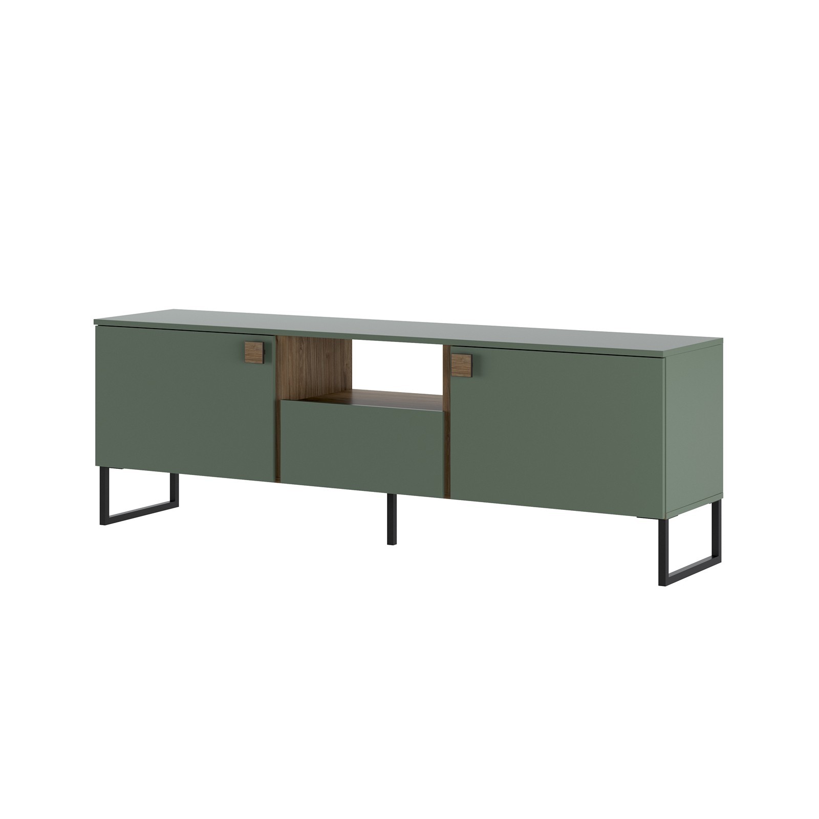 Mobile Basso Porta TV CLAIRE VERDE GRIGIO finitura  Verde Grigio e Noce crudo H60 L179 P40