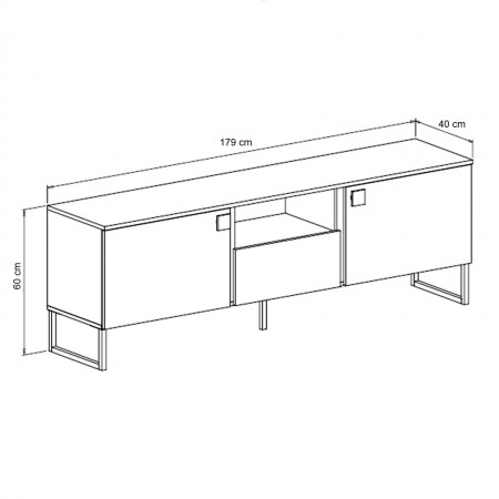 Mobile Basso Porta TV CLAIRE VERDE GRIGIO finitura  Verde Grigio e Noce crudo H60 L179 P40