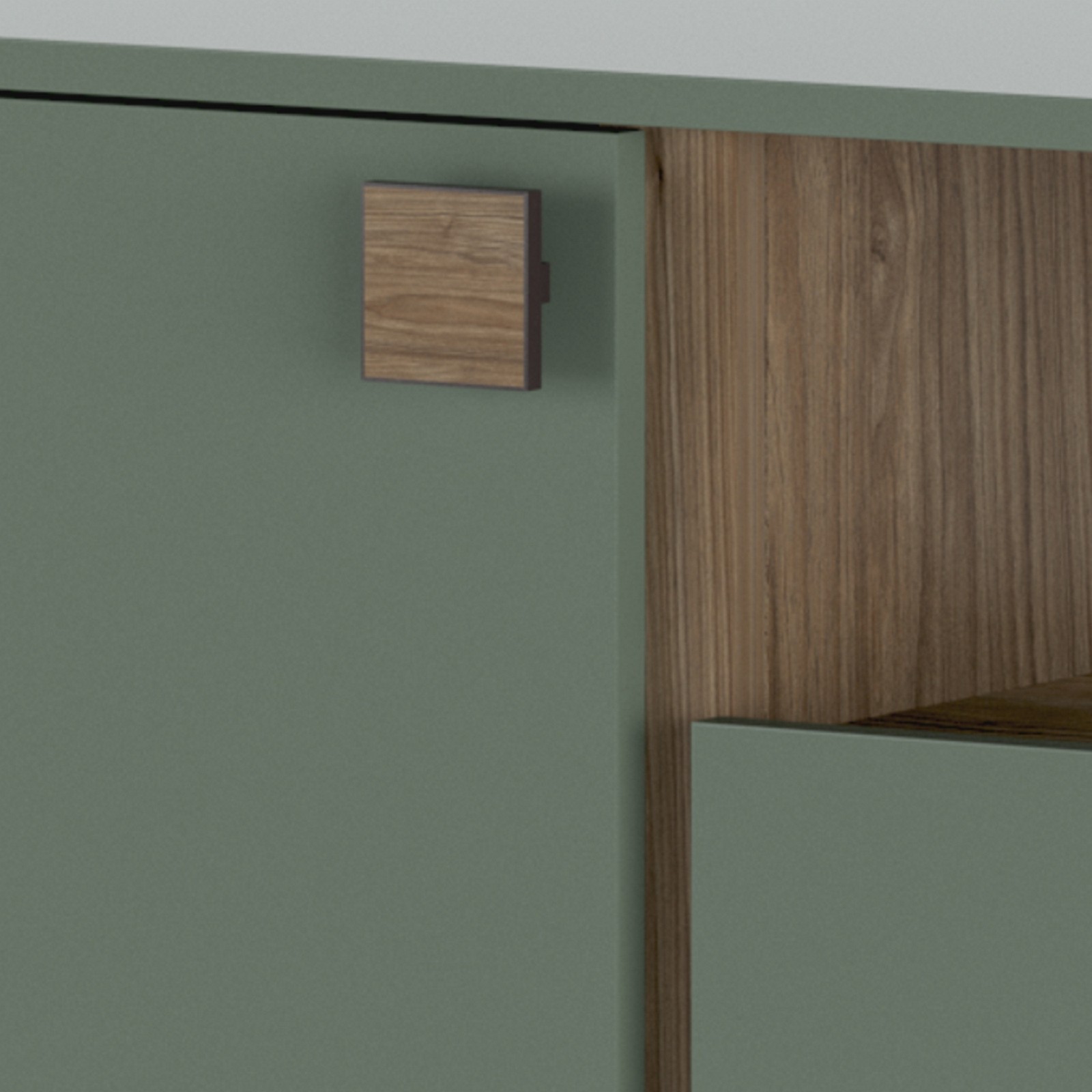 Mobile Basso Porta TV CLAIRE VERDE GRIGIO finitura  Verde Grigio e Noce crudo H60 L179 P40