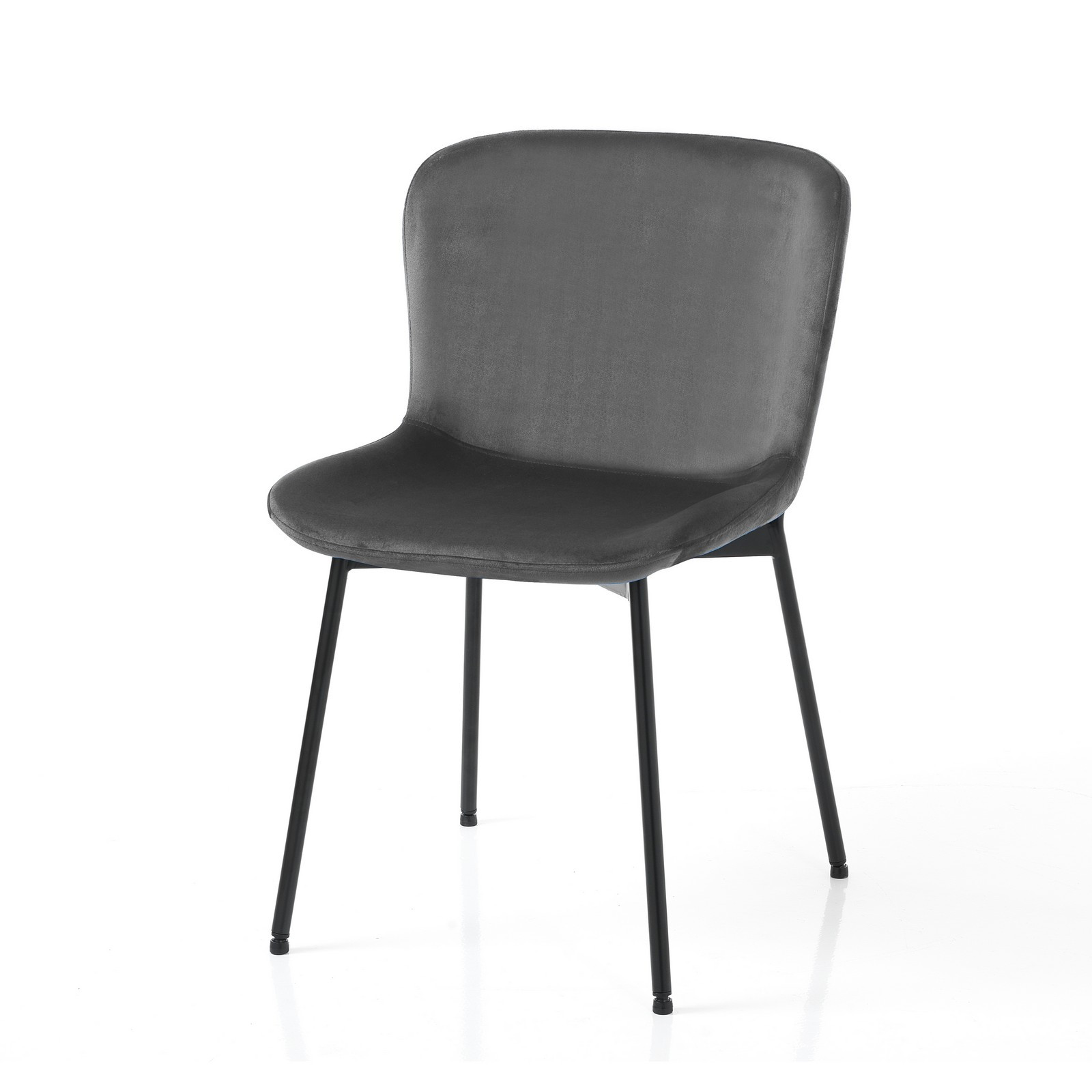 Set 4 Sedie BARBARA GRIGIA velluto Grigio struttura metallo Nero opaco cm H80 L50 P60