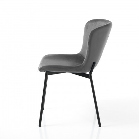 Set 4 Sedie BARBARA GRIGIA velluto Grigio struttura metallo Nero opaco cm H80 L50 P60