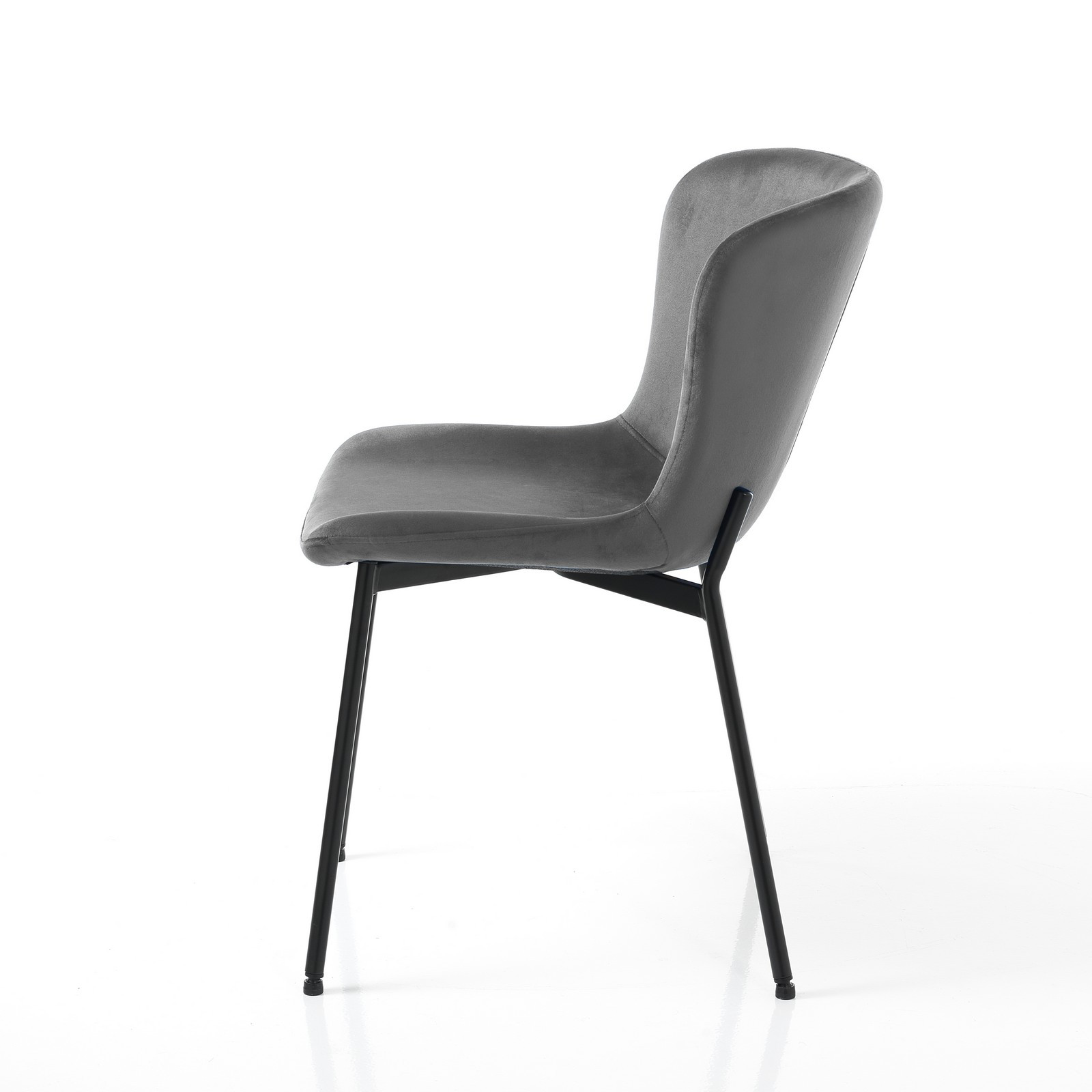 Set 4 Sedie BARBARA GRIGIA velluto Grigio struttura metallo Nero opaco cm H80 L50 P60