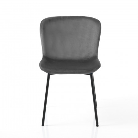 Set 4 Sedie BARBARA GRIGIA velluto Grigio struttura metallo Nero opaco cm H80 L50 P60