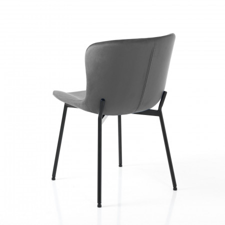 Set 4 Sedie BARBARA GRIGIA velluto Grigio struttura metallo Nero opaco cm H80 L50 P60