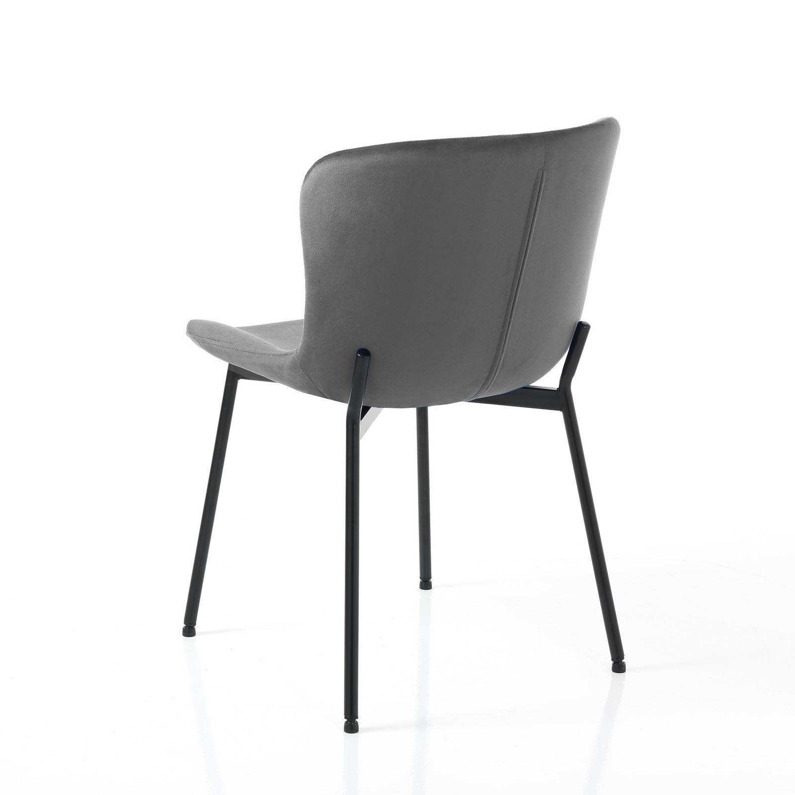 Set 4 Sedie BARBARA GRIGIA velluto Grigio struttura metallo Nero opaco cm H80 L50 P60