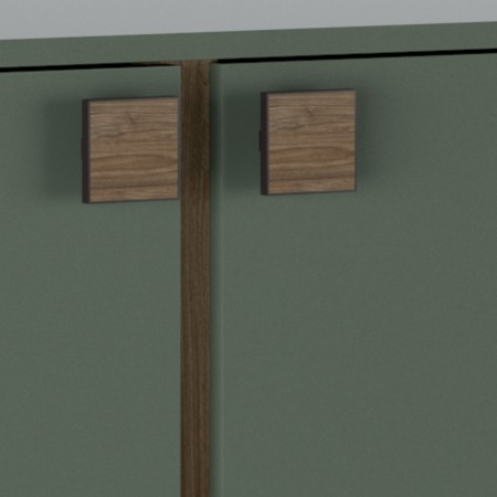 Madia CLAIRE VERDE GRIGIO credenza bassa con Ante e Cassetti finitura  Verde Grigio  Noce crudo H90 L184 P40