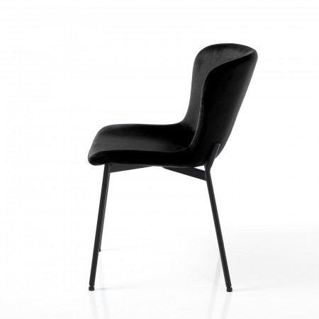 Set 4 Sedie BARBARA NERA velluto Neros truttura metallo Nero opaco cm H80 L50 P60