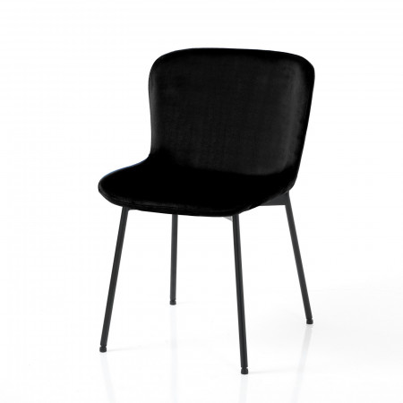 Set 4 Sedie BARBARA NERA velluto Neros truttura metallo Nero opaco cm H80 L50 P60