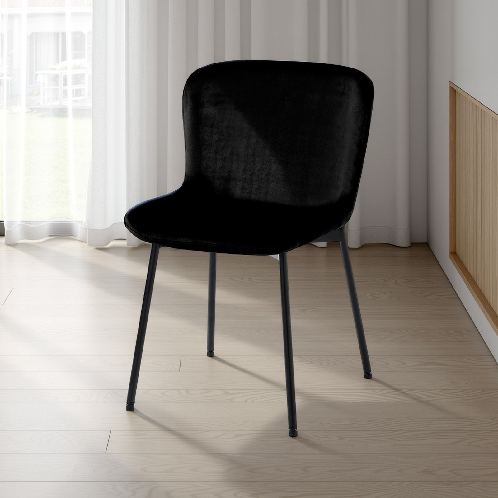 Sedia BARBARA NERA velluto Neros truttura metallo Nero opaco cm H80 L50 P60