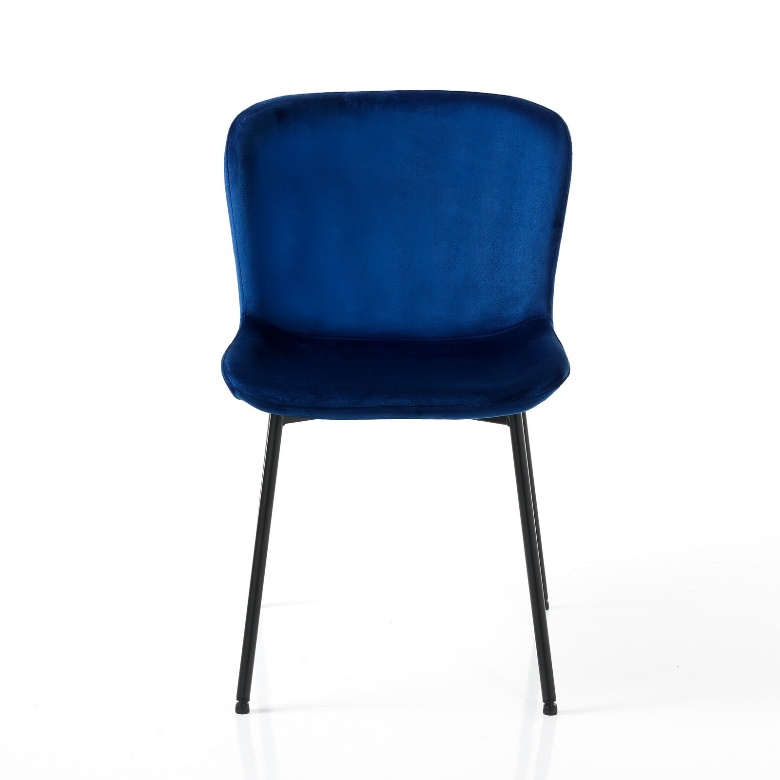 Set 4 Sedie BARBARA BLU velluto Blu struttura metallo Nero opaco cm H80 L50 P60