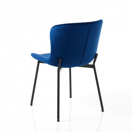 Set 4 Sedie BARBARA BLU velluto Blu struttura metallo Nero opaco cm H80 L50 P60