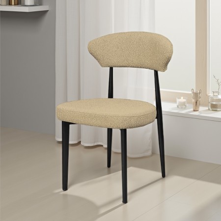 Sedia FRANCA BEIGE metallo Nero opaco sedia in tessuto di colore Beige H81 L48 P57
