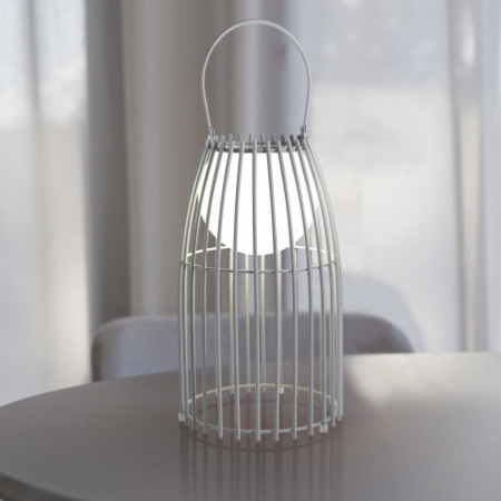Lampada da Tavolo / Sospensione Sirio in acciaio e resina Bianca Opaco con luce Led, d17.5xh39 cm