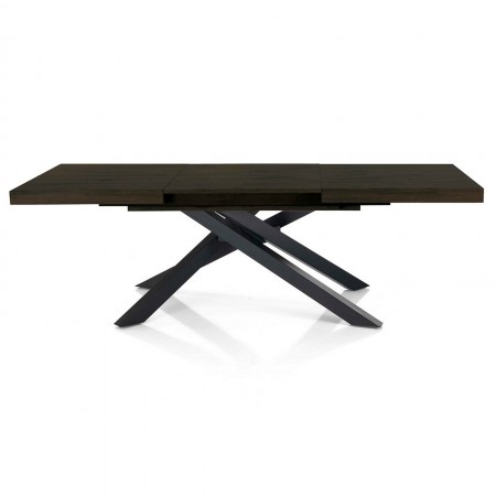 Tavolo allungabile TITO NOCE metallo Nero Opaco Piano  finitura Noce H75.5 P90 L160/200/240