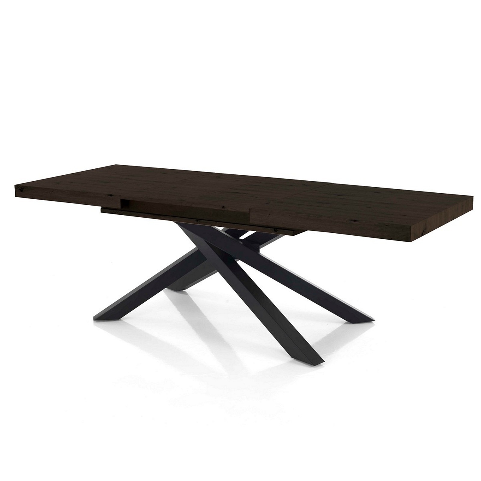 Tavolo allungabile TITO NOCE metallo Nero Opaco Piano  finitura Noce H75.5 P90 L160/200/240