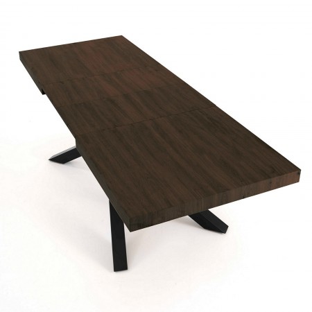 Tavolo allungabile TITO NOCE metallo Nero Opaco Piano  finitura Noce H75.5 P90 L160/200/240