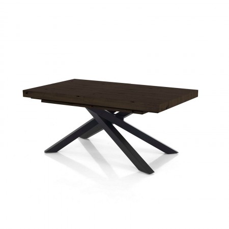 Tavolo allungabile TITO NOCE metallo Nero Opaco Piano  finitura Noce H75.5 P90 L160/200/240