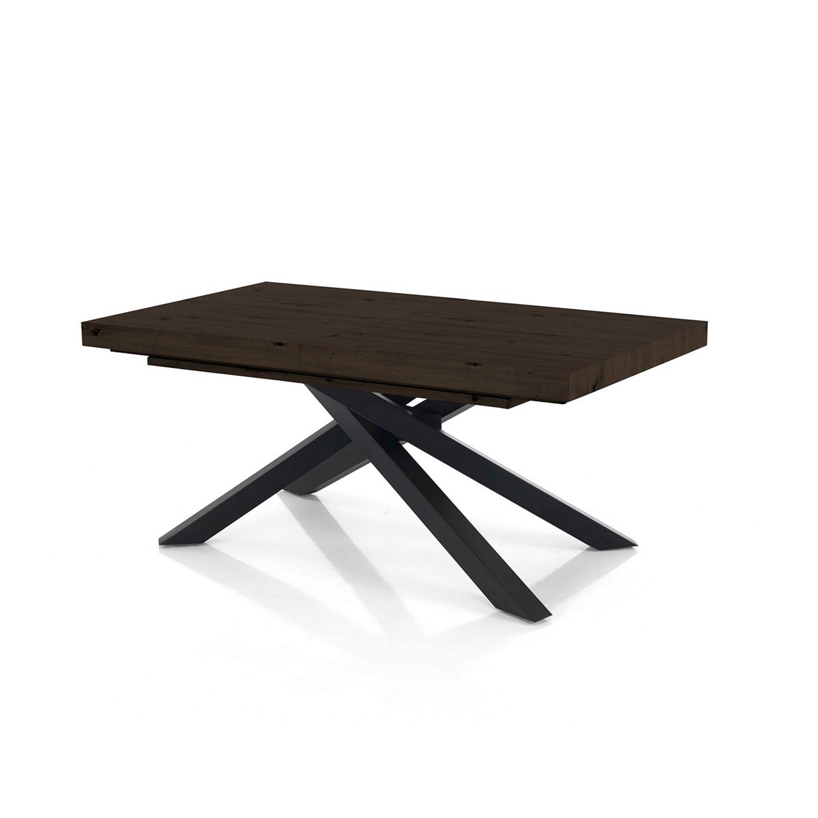 Tavolo allungabile TITO NOCE metallo Nero Opaco Piano  finitura Noce H75.5 P90 L160/200/240