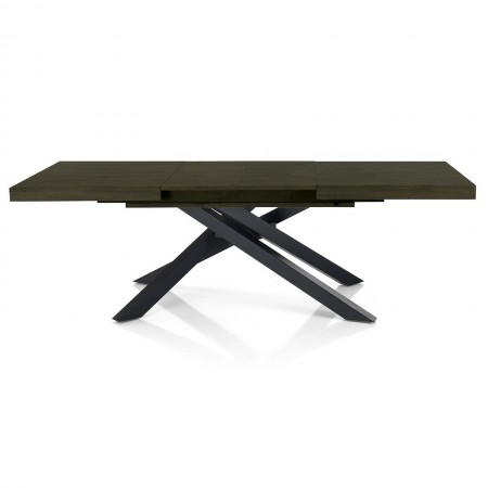 Tavolo allungabile TITO LEGNO GRIGIO metallo Nero Opaco Piano finitura legno Grigio H75.5 P90 L160/200/240