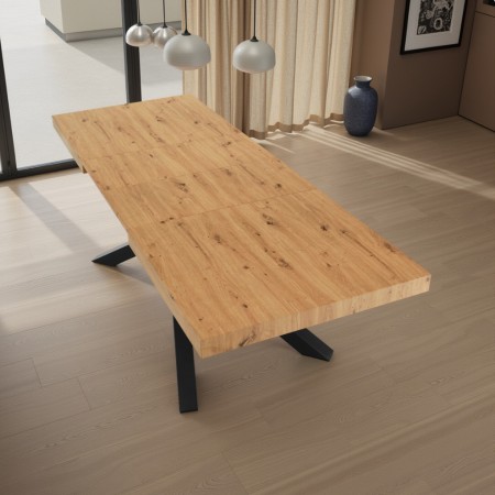 Tavolo allungabile TITO 130 ROVERE metallo Nero Opaco Piano finitura Rovere H77 P90 L130/170/210