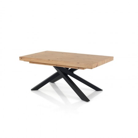 Tavolo allungabile TITO 130 ROVERE metallo Nero Opaco Piano finitura Rovere H77 P90 L130/170/210