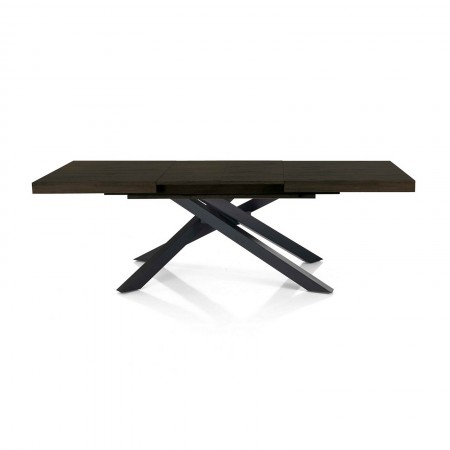 Tavolo allungabile TITO 130 NOCE metallo Nero Opaco Piano finitura Noce H77 P90 L130/170/210