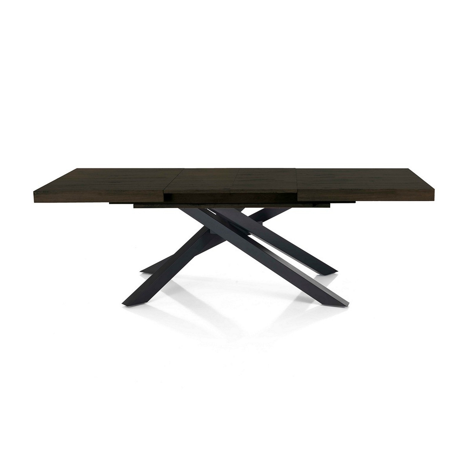 Tavolo allungabile TITO 130 NOCE metallo Nero Opaco Piano finitura Noce H77 P90 L130/170/210