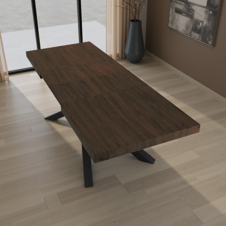 Tavolo allungabile TITO 130 NOCE metallo Nero Opaco Piano finitura Noce H77 P90 L130/170/210