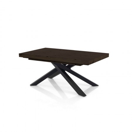 Tavolo allungabile TITO 130 NOCE metallo Nero Opaco Piano finitura Noce H77 P90 L130/170/210
