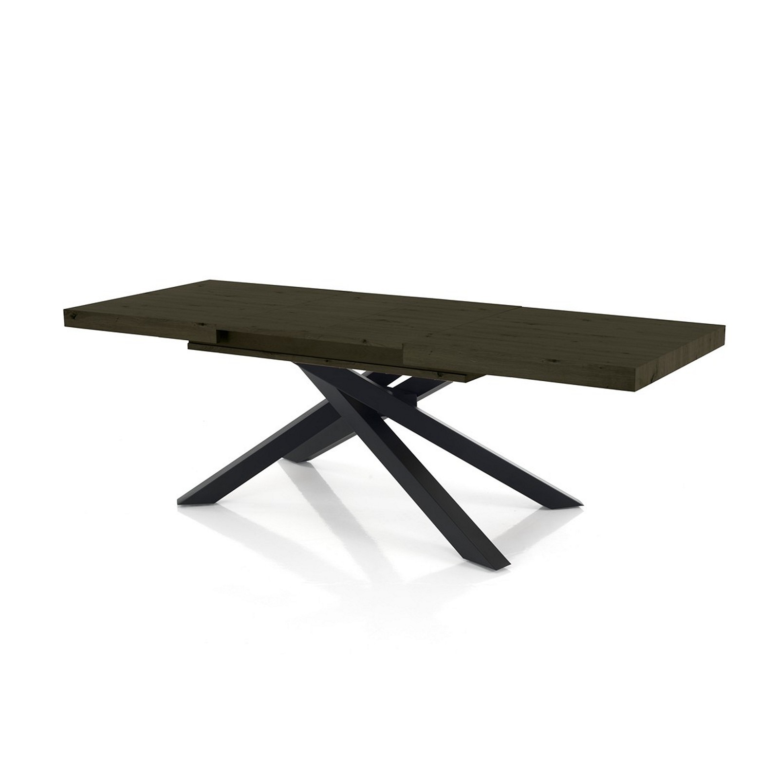 Tavolo allungabile TITO 130 LEGNO GRIGIO metallo Nero Opaco Piano finitura  Legno Grigio H77 P90 L130/170/210