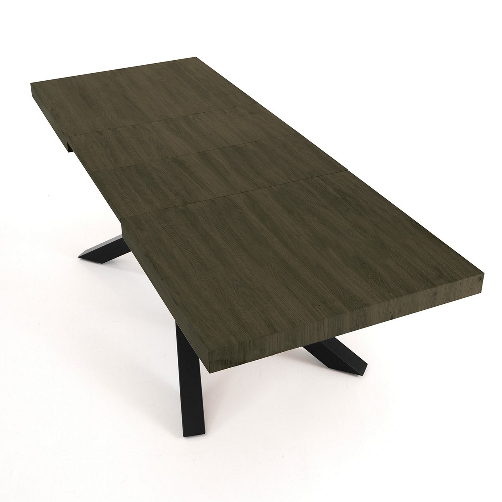 Tavolo allungabile TITO 130 LEGNO GRIGIO metallo Nero Opaco Piano finitura  Legno Grigio H77 P90 L130/170/210