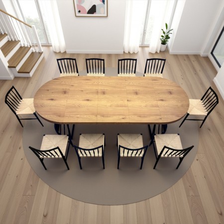 Tavolo allungabile rotondo ORAZIO ROVERE Piano MDF finitura Rovere H76,5 P110 L110/160/210/260