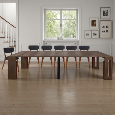 Tavolo allungabile consolle PABLO NOCE finitura Noce vano porta prolunghe cm H76 P.45/97/149/201/253/305 L90