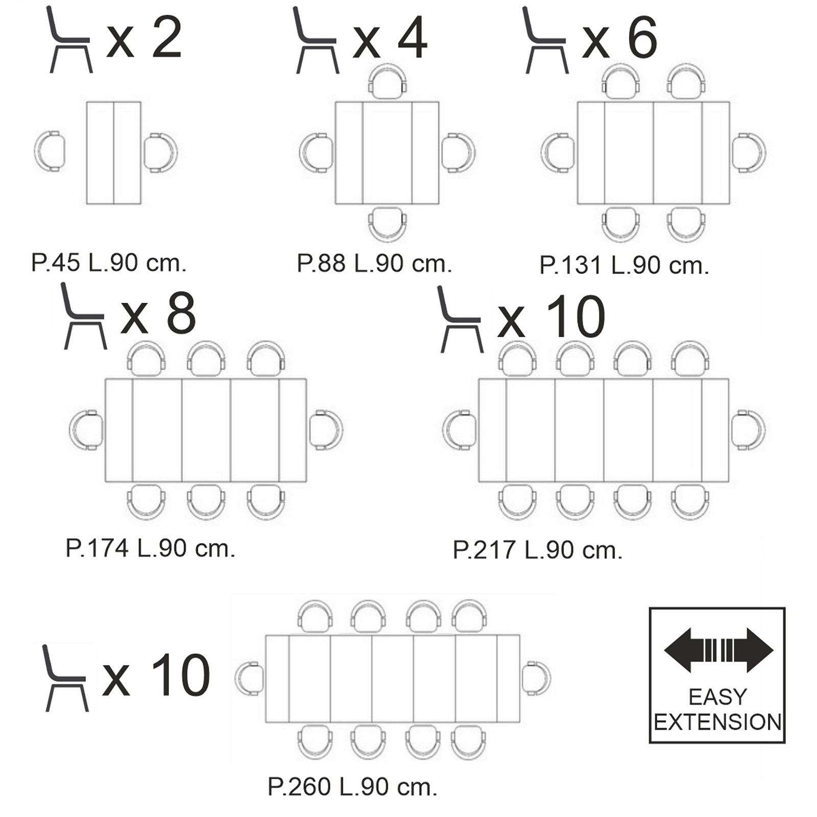 Tavolo allungabile consolle CEFFO ROVERE mdf finitura Rovere metallo Nero opaco cm H.76 P.45/88/131/174/217/260 L.90