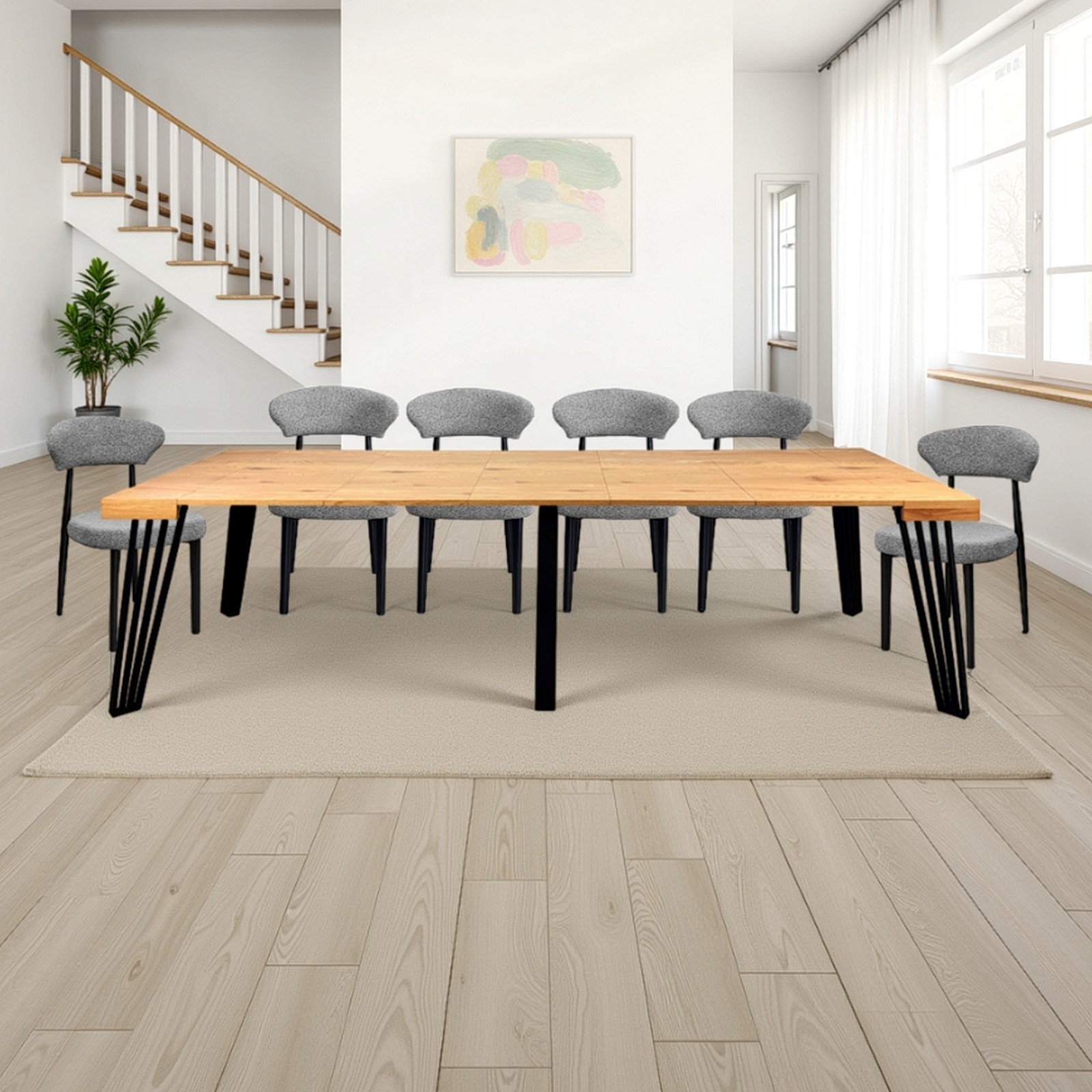 Tavolo allungabile consolle CEFFO ROVERE mdf finitura Rovere metallo Nero opaco cm H.76 P.45/88/131/174/217/260 L.90