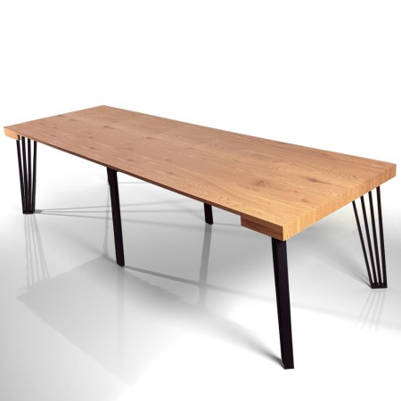 Tavolo allungabile consolle CEFFO ROVERE mdf finitura Rovere metallo Nero opaco cm H.76 P.45/88/131/174/217/260 L.90