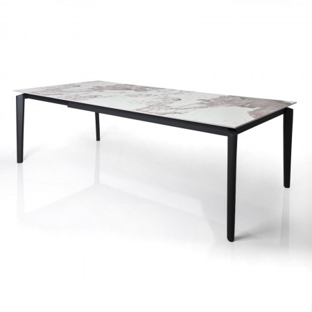 Tavolo allungabile DEDE MARMO ONICE metallo verniciato Grigio opaco piano ceramica finitura Marmo Onice H77,5 P90 L160/220 cm