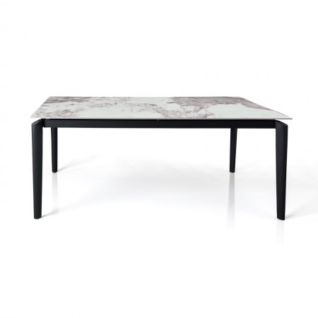 Tavolo allungabile DEDE MARMO ONICE metallo verniciato Grigio opaco piano ceramica finitura Marmo Onice H77,5 P90 L160/220 cm