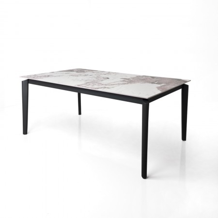 Tavolo allungabile DEDE MARMO ONICE metallo verniciato Grigio opaco piano ceramica finitura Marmo Onice H77,5 P90 L160/220 cm