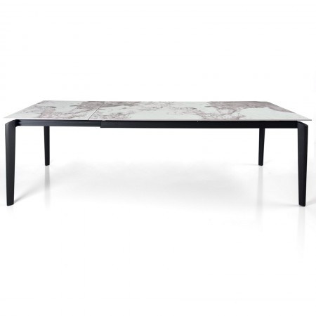 Tavolo allungabile DEDE MARMO ONICE metallo verniciato Grigio opaco piano ceramica finitura Marmo Onice H77,5 P90 L160/220 cm