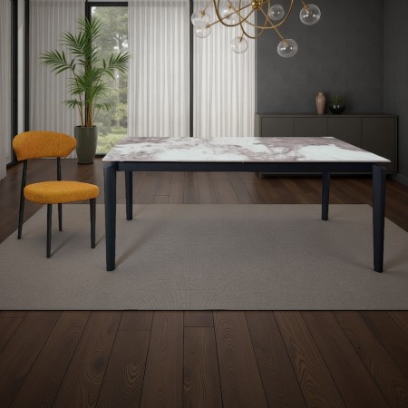 Tavolo allungabile moderno effetto marmo onice DEDE MARMO ONICE metallo verniciato Grigio opaco H77,5 P90 L160/220 cm