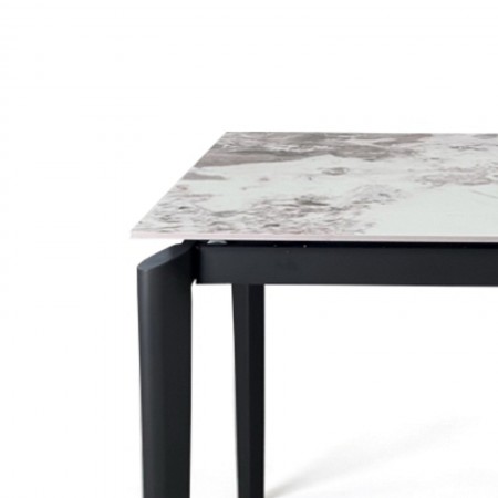 Tavolo allungabile DEDE MARMO ONICE metallo verniciato Grigio opaco piano ceramica finitura Marmo Onice H77,5 P90 L160/220 cm