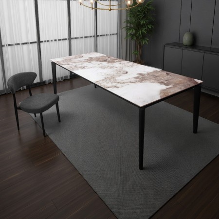 Tavolo allungabile DEDE MARMO ONICE metallo verniciato Grigio opaco piano ceramica finitura Marmo Onice H77,5 P90 L160/220 cm