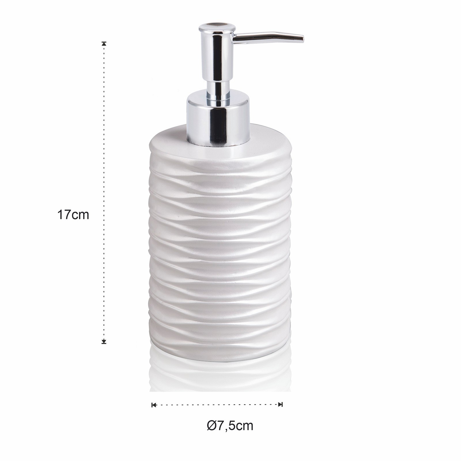 Set bagno  RIBBED realizzato in Poliresina Bianca opaca